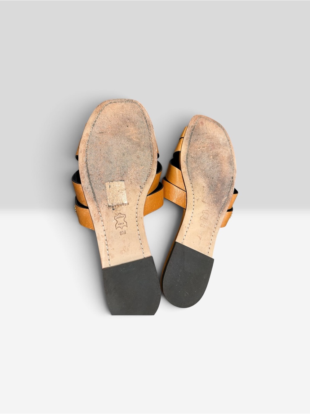Tory Burch Women's Tan Leather Slide Mules - Picture 2 of 3